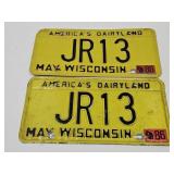 Set 1986 WISCONSIN DAIRY;LAND License Plates