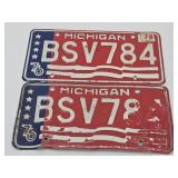 MICHIGAN Set of 1976 Embossed License Plates