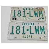 Vintage OHIO Embossed Set of License Plates