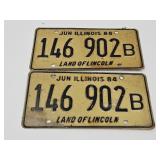 1984 Set  ILLINOIS License Plates Land of Lincon