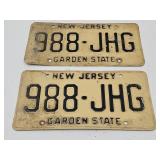 VTG Embossed Set NEW JERSEY License Plates