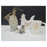 VTG Mustache Mug, Rooster Decor & Bird