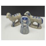 Signed Pottery Lot-BBP Angel & Sheep up to 3"