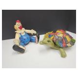 MCM Turtle Ceramic Dish w Lid 11"L& Musical Clown