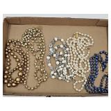 Costume Jewelry Necklaces; Beaded, Gold Tone +