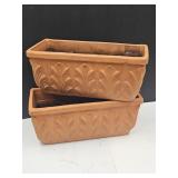 2 Clay Pottery Flower Boxes 16 x 7" H