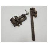 ALMGREN Vise & 17" Heavy Duty Pipe Wrench