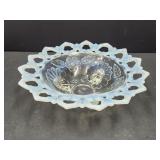 Antique Opal & Rose Footed Bowl-Wobble 8"W