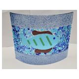 Fused Art Glass Fish Curved Decor