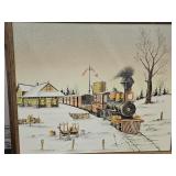 TRAIN Art  Carson Signed Oil on Canvas Oak  26" W