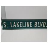 S. LAKELINE BLVD Metal Sign  54 x 12"