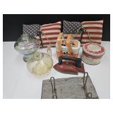 Americana Decor, VTG Tins, Oil Lamp Bases +