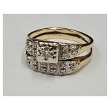 14K Gold Wedding Rings w Diamonds SZ6 3/4 See Pics