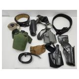 Lot of Holsters + Tactical Belts + Canteen