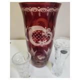 CZECH Beautiful  Ruby Vase  10" h & Lenox Vases