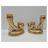 Pair of Le Meuix Porcelain Gilded Candelabras