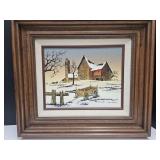 Oil on Canvas Art  Winter Barn By Hargrove 14 x16