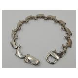 Dolphin Charm Style Link Silver Tone  Bracelet