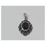 Sterling Silver & Onyx  Pendant