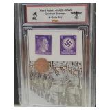 German WWII Stamps & Bronze Coins Set