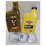 Pennzoil Tin W Hot Wheel Toy Car & Golf Balls