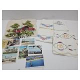 VTG Hand Embroidered Pillow Cases, Post Cards +