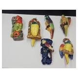 Lot of Vintage Parrot Bird Wall Pockets