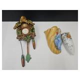 Vintage Wall Pockets , Clock, Lady +