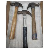 3 Vintage Claw Hammers