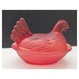 New Not Vintage Glass Hen on a Nest 4.5"