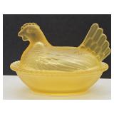 New Not Vintage Glass Hen on a Nest 4.5"