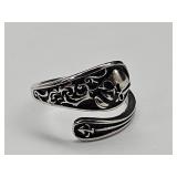 New 925 Silver Skull Adjustable Ring