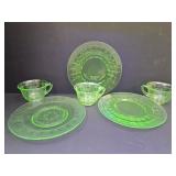 Uranium Glas Plates 8 1/4" w & 3 Cups
