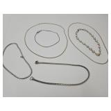 VTG Costume Jewelry Silver Themed Necklaces
