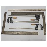 3 Bar Clamps & 2 Squares- See Sizes