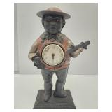 Black Americana Cast Iron Banjo Player Clock 15"H