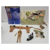 Lot of Western Toys-Leather Holster w Flintlocks,+