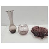 Amethyst Crackle Glass  & Leaf Glass Dish