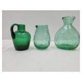 Green Crackle Glass Crewamers & 5" h