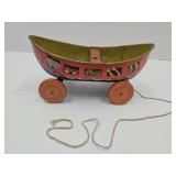 Vintage Tin Wyandotte Pull Toy Boat 9 1/2" L