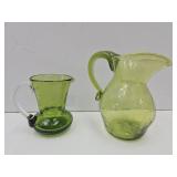 Crackle Glass Pitchers Up to  5" high