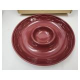 Longaberger Pottery Chip & Dip Bowl w Box