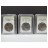 3 Uncirculated Ike Dollar Coins