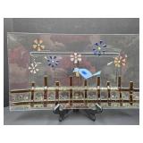 Large 16.5" Fused Glass Plate w Birds & Flowers