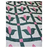 78 x 96  Quilt with Tulips VGC