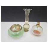 Crackle Glass Perfume Bottle, Vase 6.5" H +