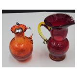 Amberina 5.5" H & Orange Crack Glass Creamers