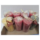 Lot of 8 Pillar Candles-Red, Gold, Green