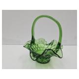 Green Glass Thumbprint Basket