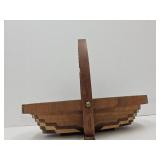 Sugned  Wood Basket Handcrafted Extendable 12.5"W